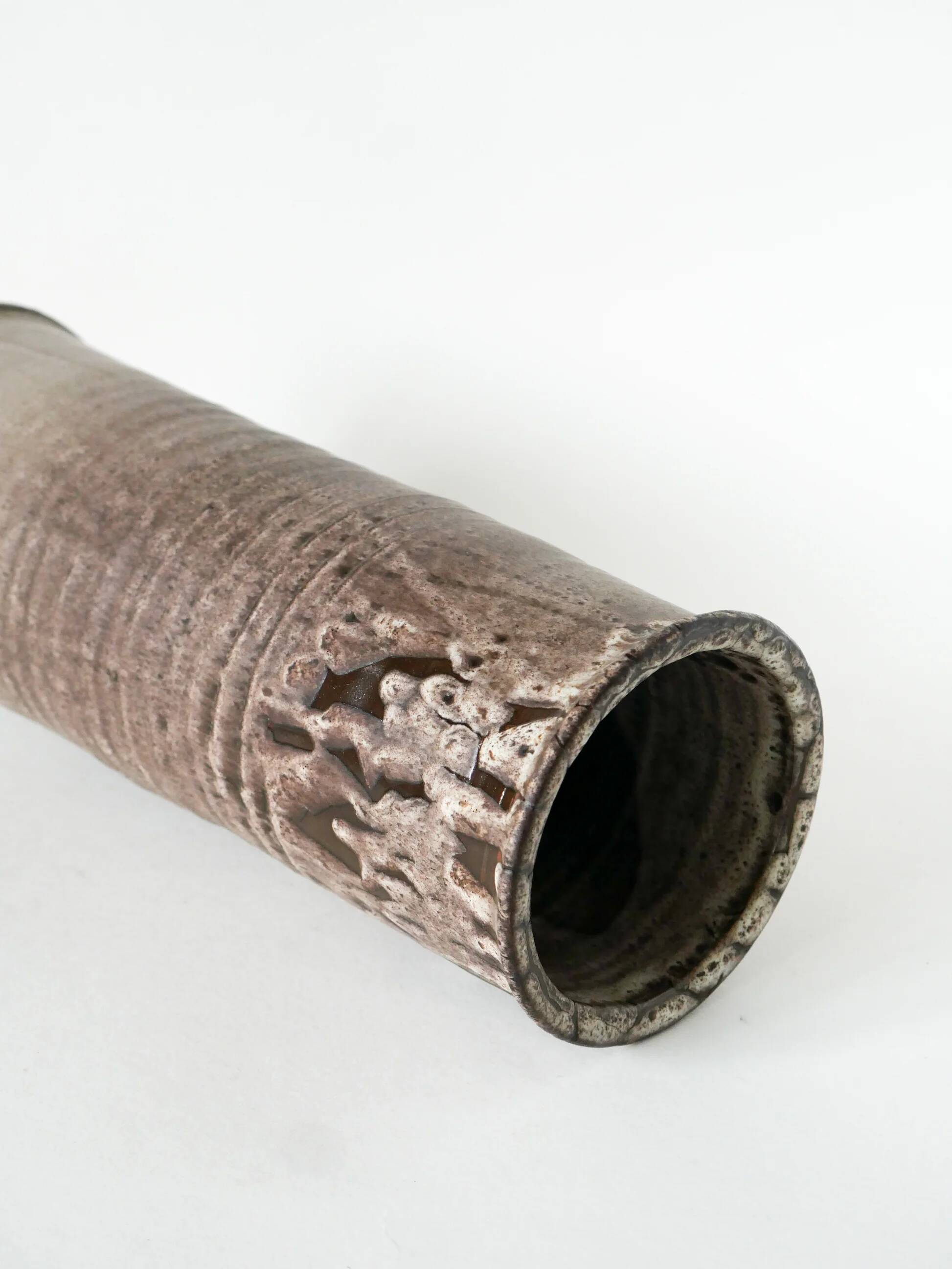 Large ceramic vase, Fat Lava, brown and white.