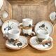 Coffee cups and plates Poterie de La Colombe tachist stoneware 50/60