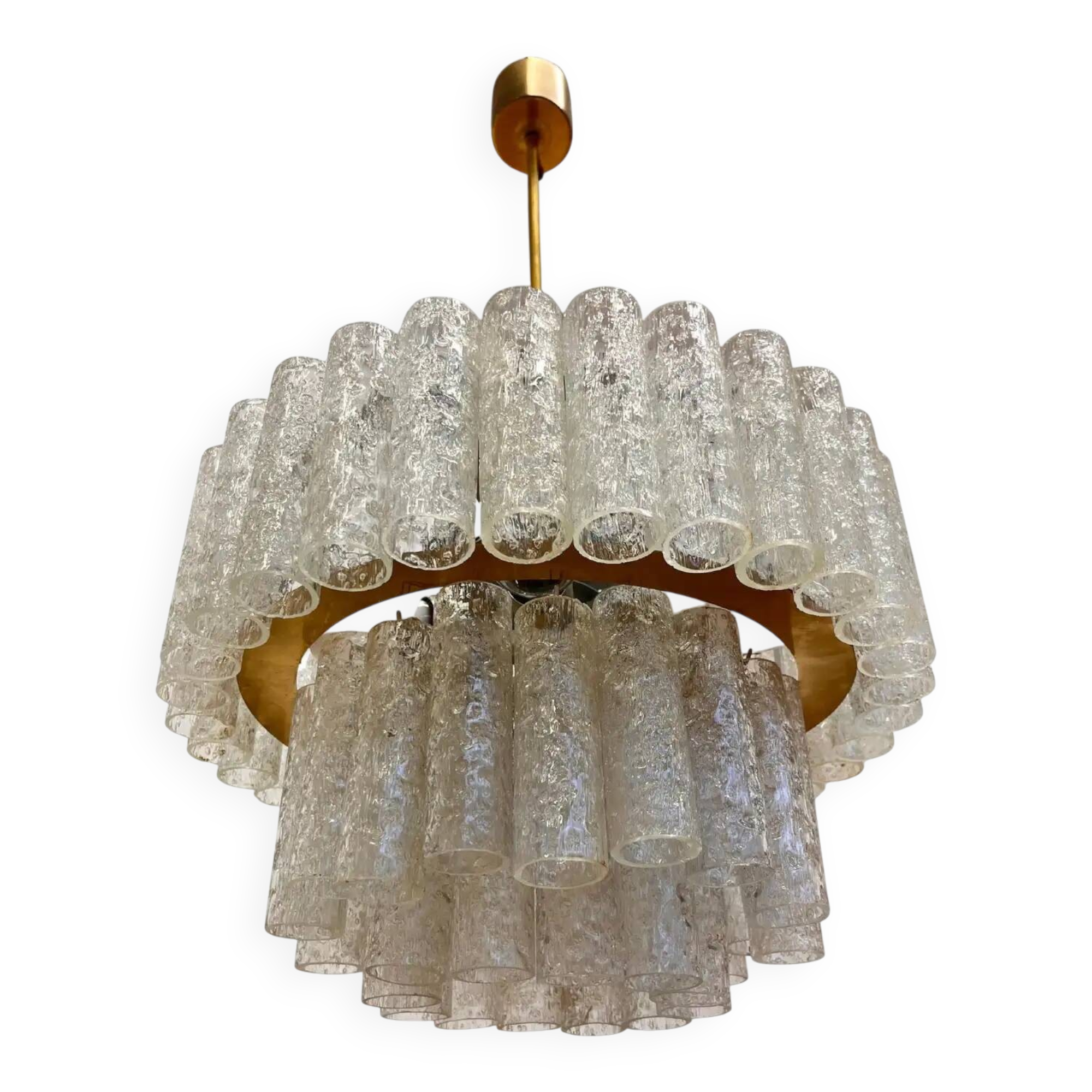 XL design midcentury glass chandelier by Doria, 1960s / Germany