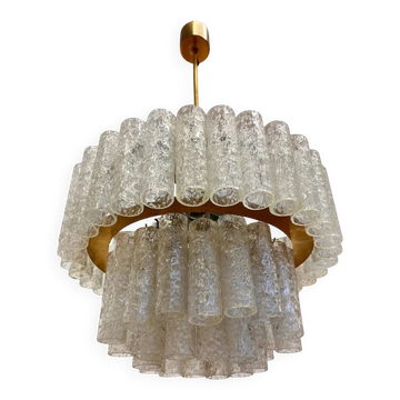 XL design midcentury glass chandelier by Doria, 1960s / Germany