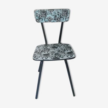 Chair formica Black cashmere print on blue gray background