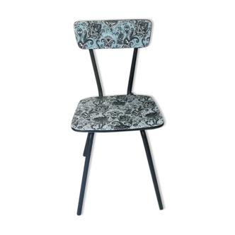 Chair formica Black cashmere print on blue gray background