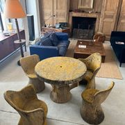 Garden furniture in concrete imitation faux wood