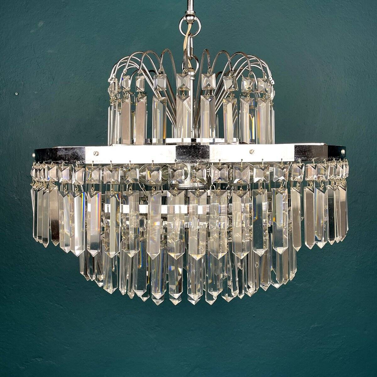 Grand vintage crystal chandelier from Sijaj Hrastnik, Yugoslavia, 1970s.