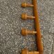 5-stud wooden wall hook, vintage