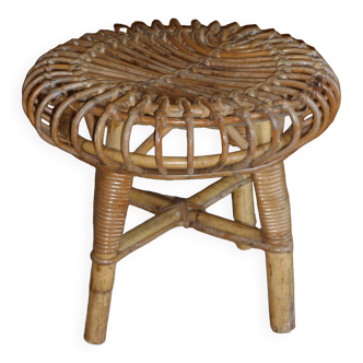 Tabouret vintage en rotin Franco Albani