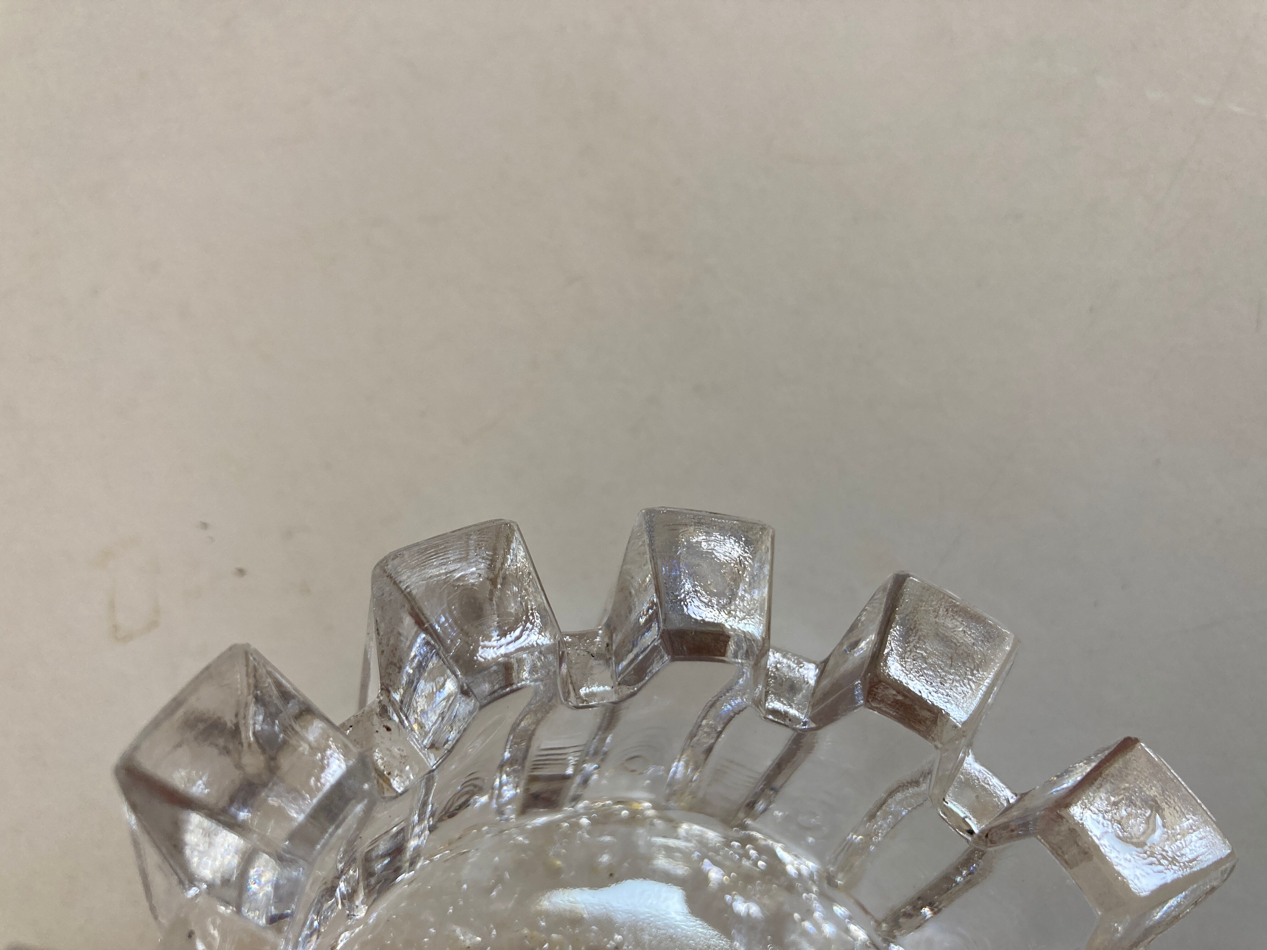 Nybro Sweden 1960 Scandinavian Ice Glass Ashtray