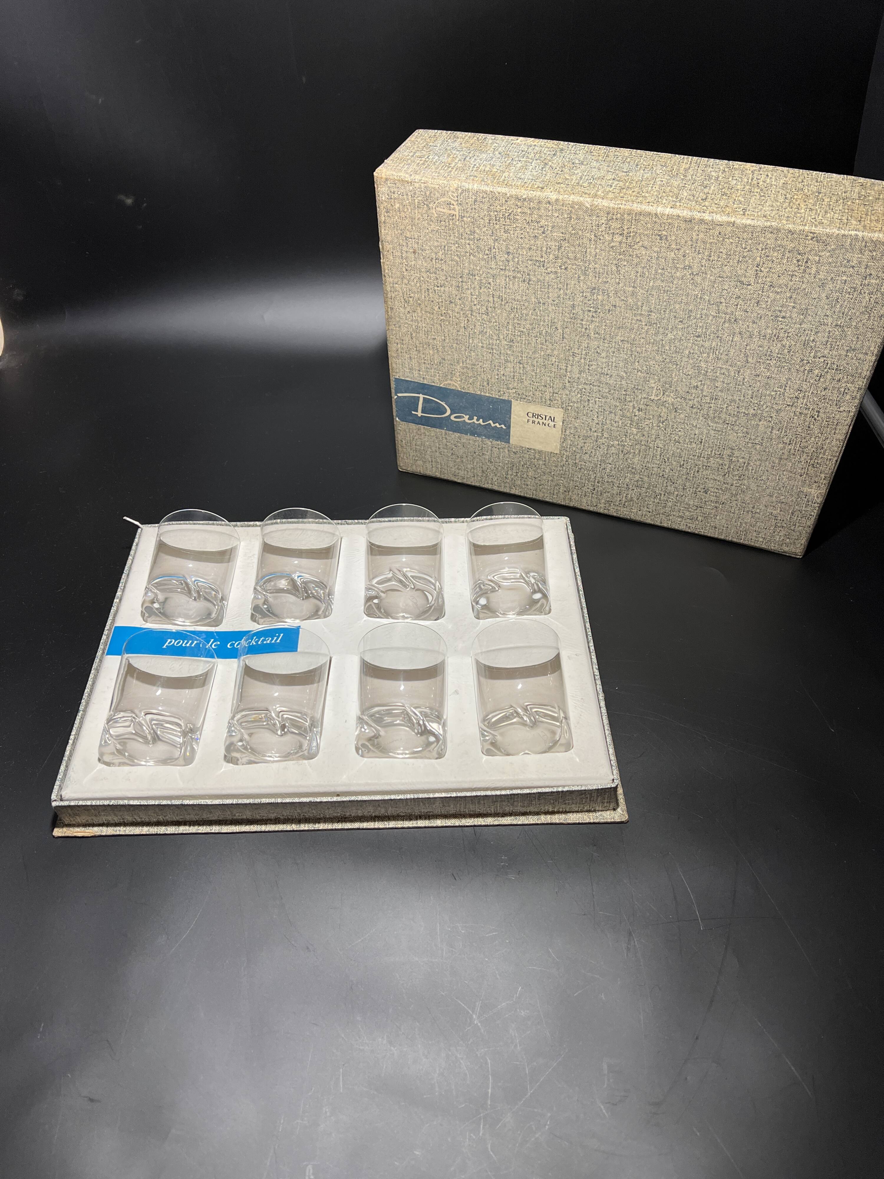 Box of eight cocktail glasses from the Daum brand