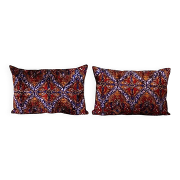 Lot de 2 housses de coussin velours vintage 41x61 cm