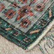 Dusty Red & Green Turkish Vintage Rug, Persian Style Oriental Carpet,