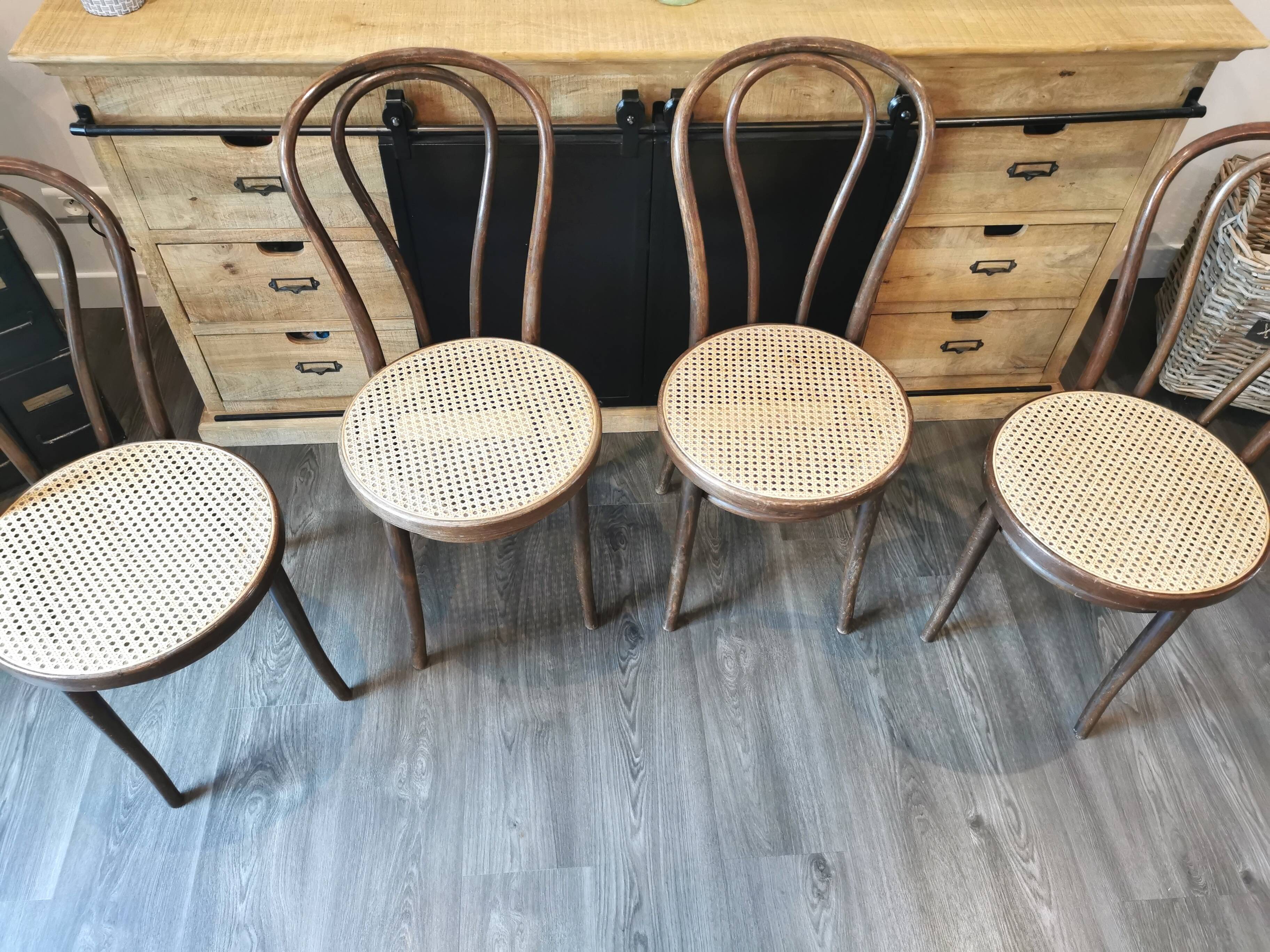 Series of 4 ZPM Radomsko bistro chairs for Thonet