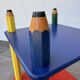 1980s side table with crayons, attributed to Pierre Sala.