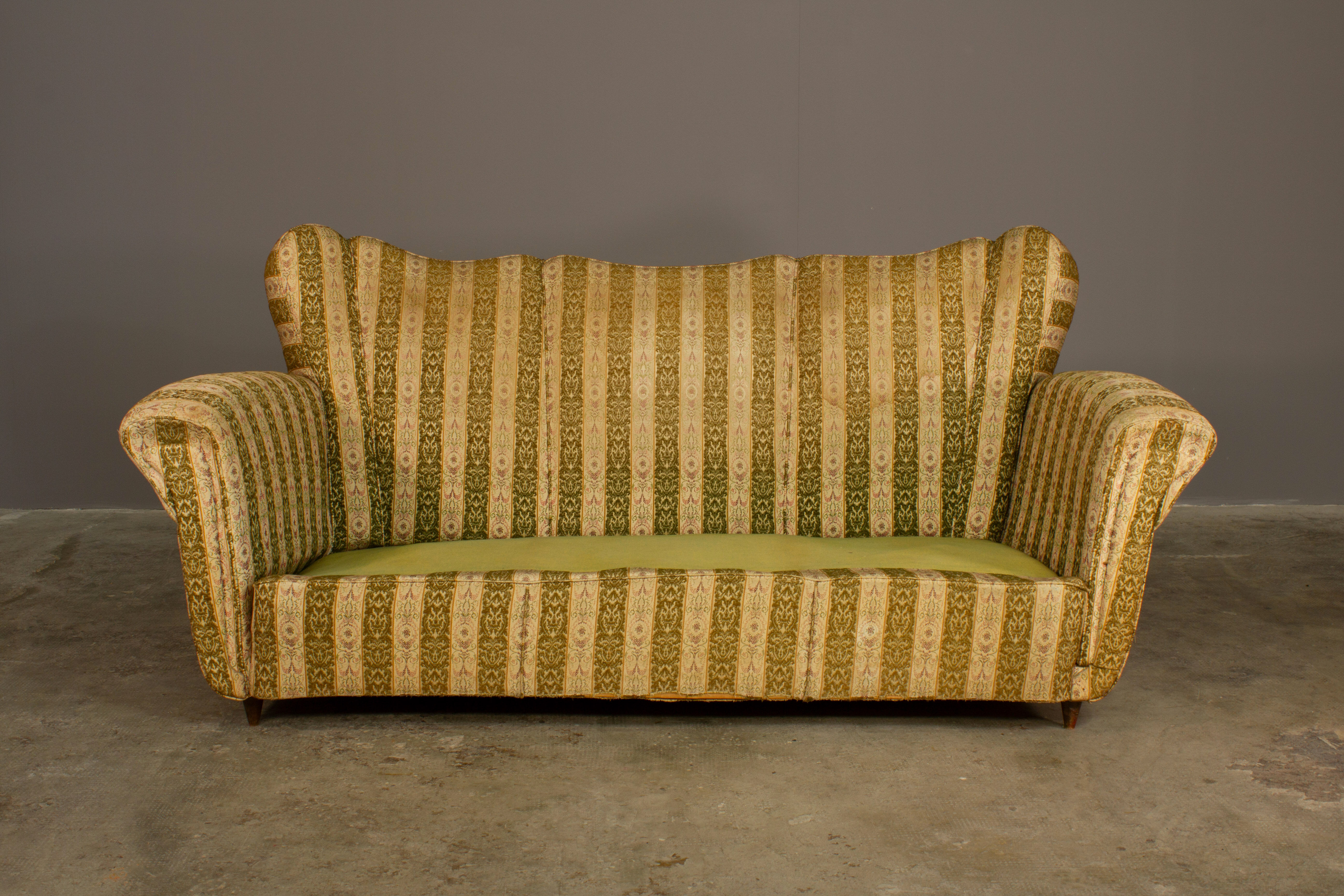 Living room set from the 1950s, 3-seater sofa and armchair.