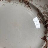 Antique KG Luneville round serving dish, sepia hummingbird