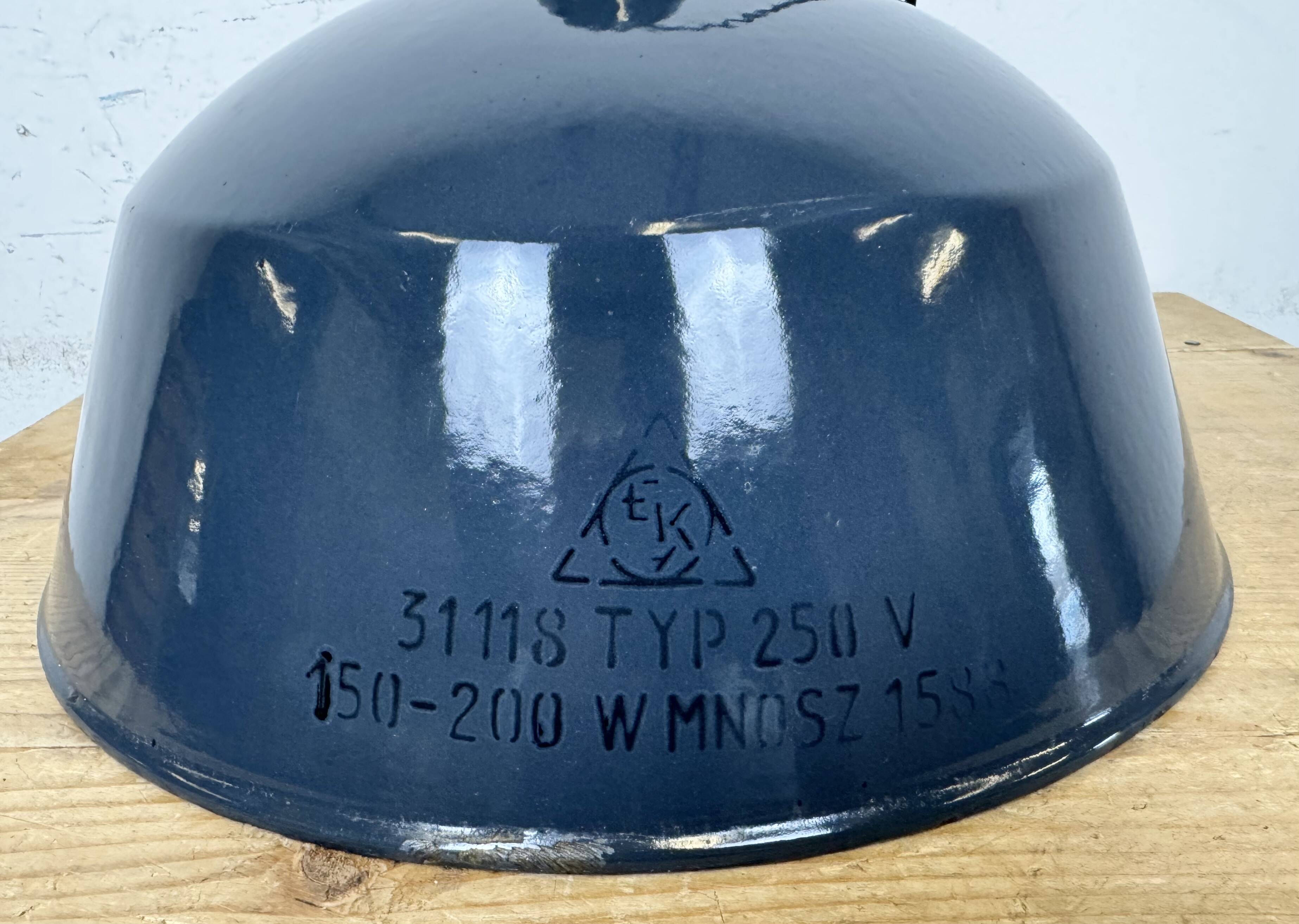 Industrial dark blue enamel pendant lamp from emax, 1960s