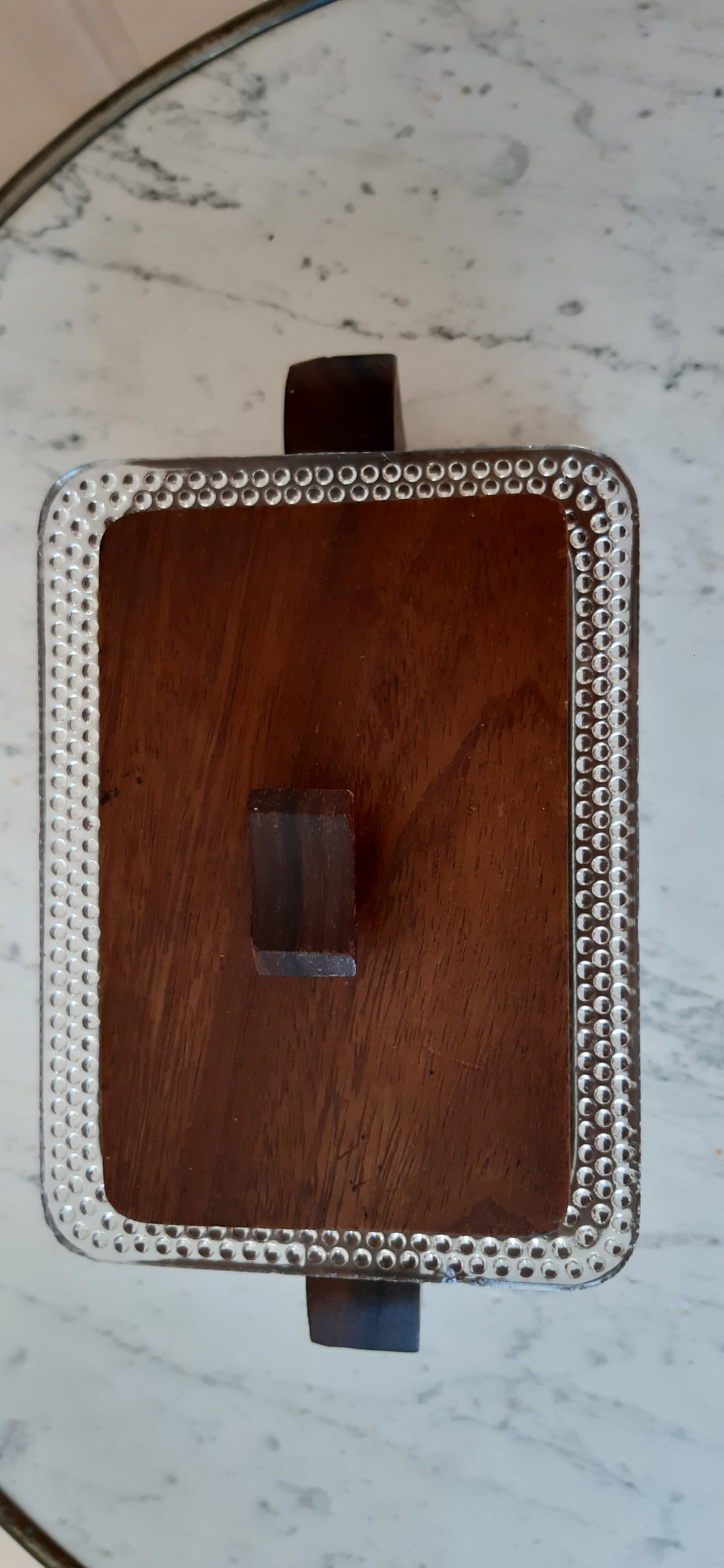 Boîte art déco en bois de hêtre et verre années 30