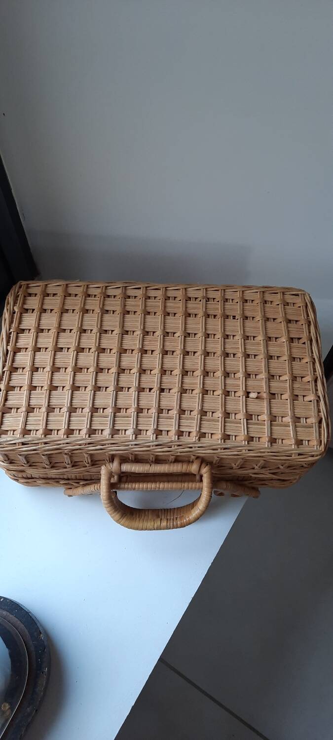 Rattan and wicker suitcase