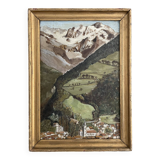 Old painting, mountain landscape signed Billet