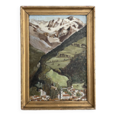 Old painting, mountain landscape signed Billet