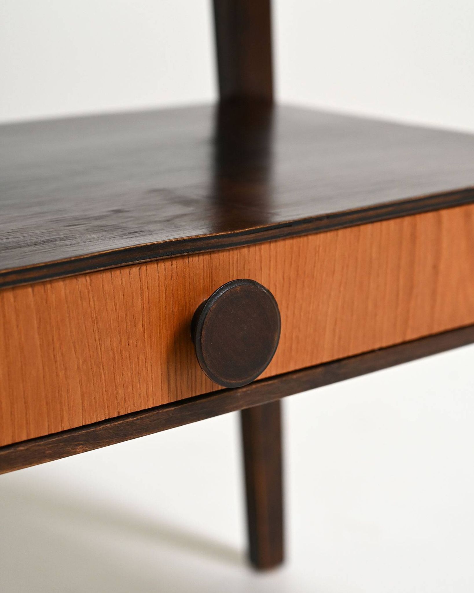 Scandinavian teak and dark wood bedside table, 1950s