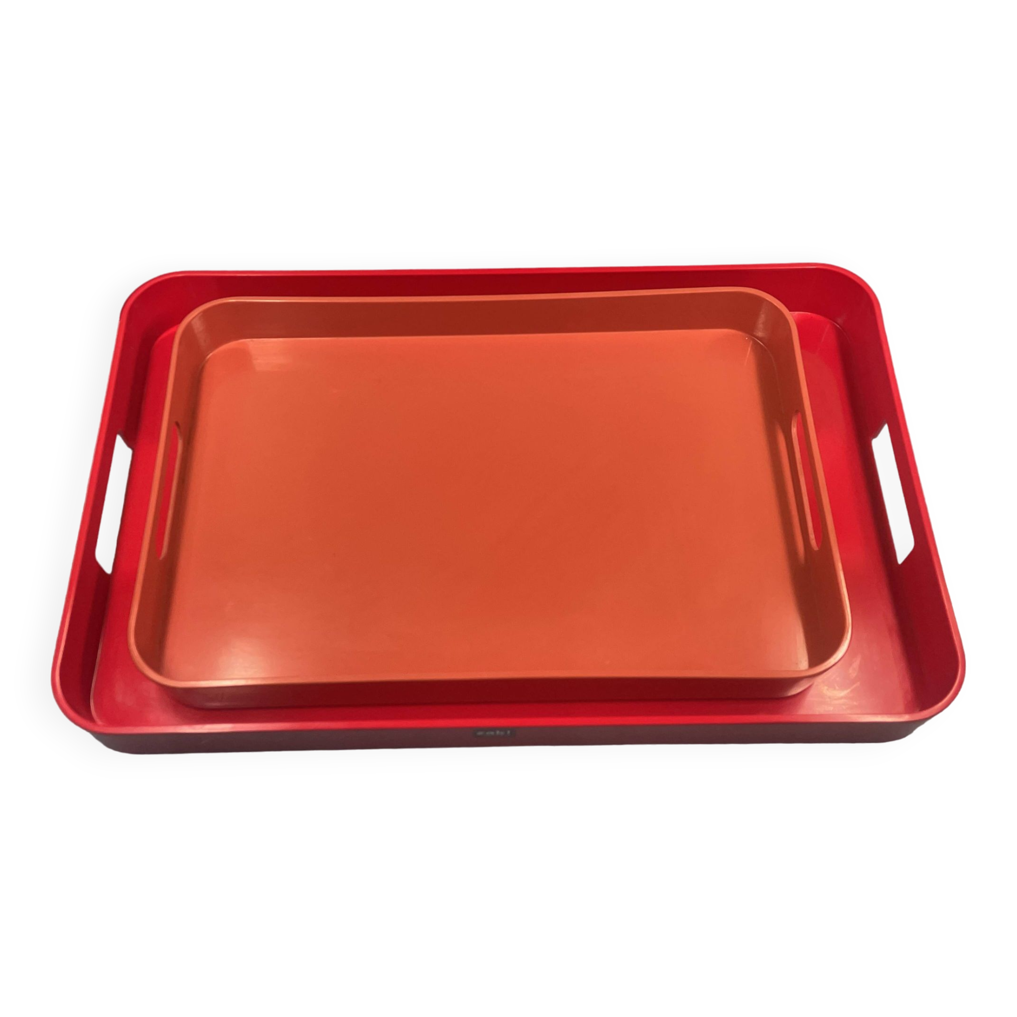 Orange and red plastic breakfast tray zak! & china vintage