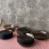 Set of smoked glass tableware 70s