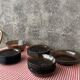 Set of smoked glass tableware 70s