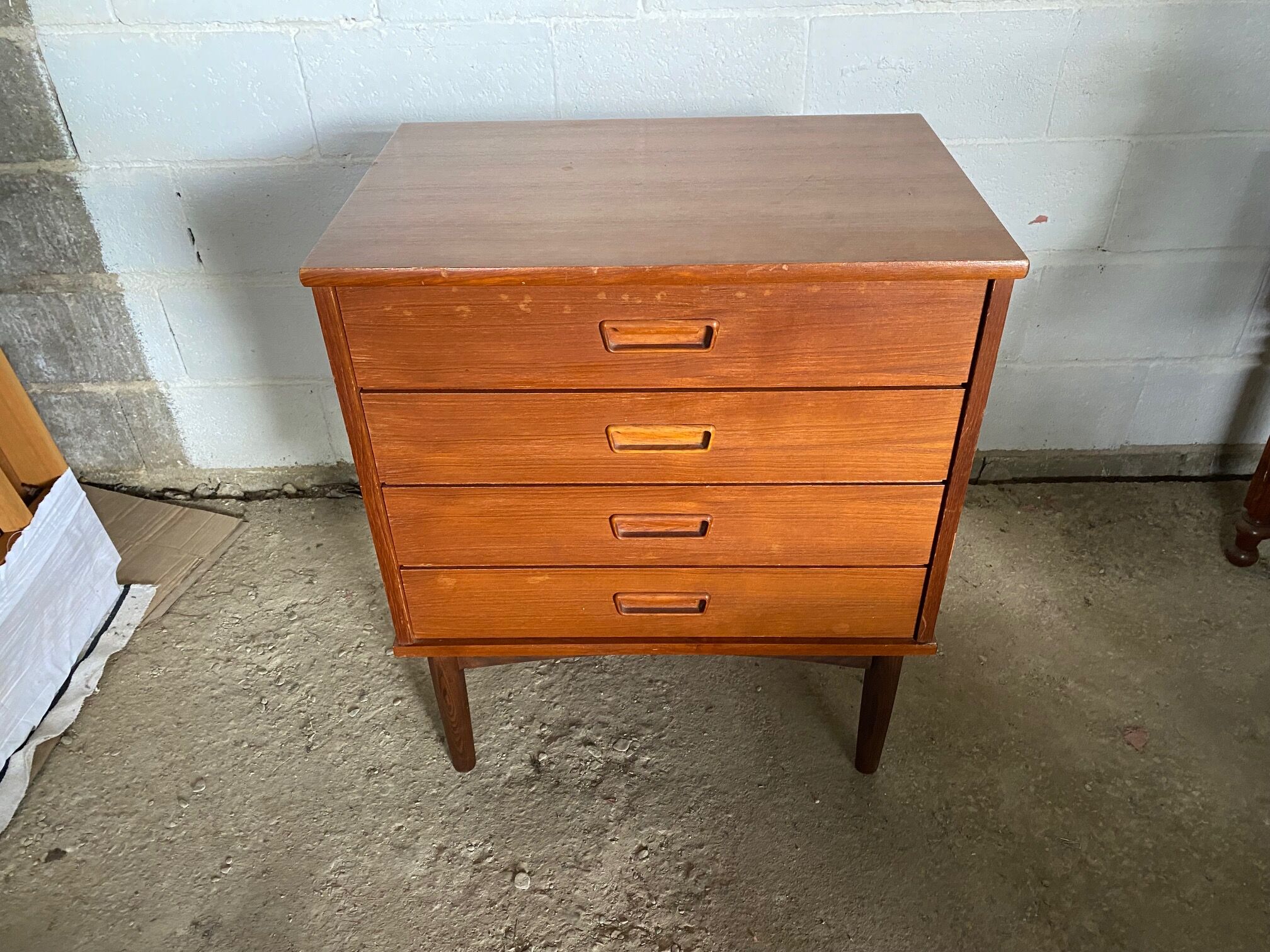 Chest of drawers teak storage furniture and Scandinavian teak veneer 60s
