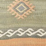 Light Green Striped Vintage Kilim Runner Rug, 63x180Cm