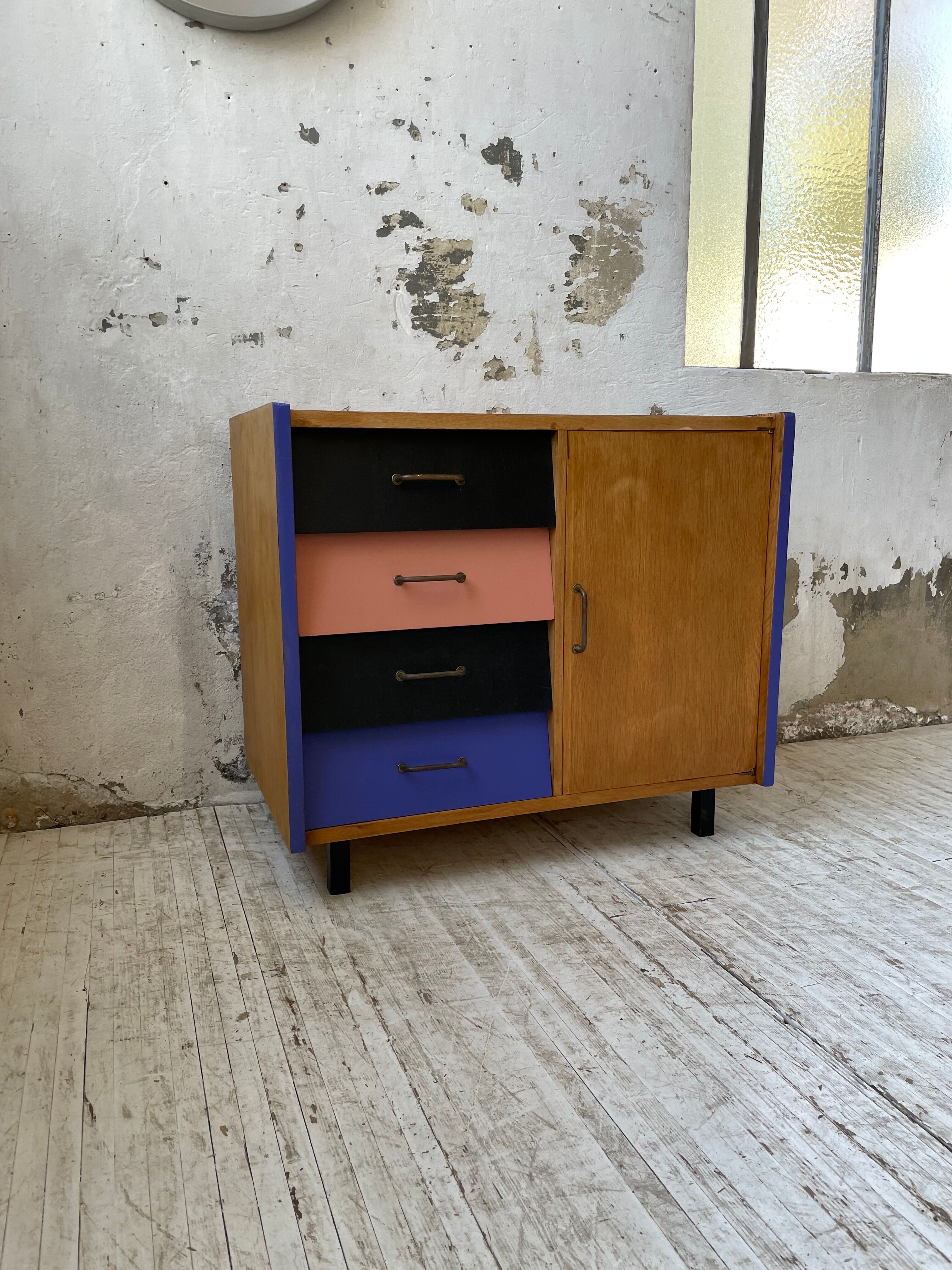Meuble commode colorée années 60