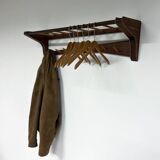 Vintage Wall Coat Rack in Two-tone Wood by Electrimeufa, 1960s – With Coat Hangers
