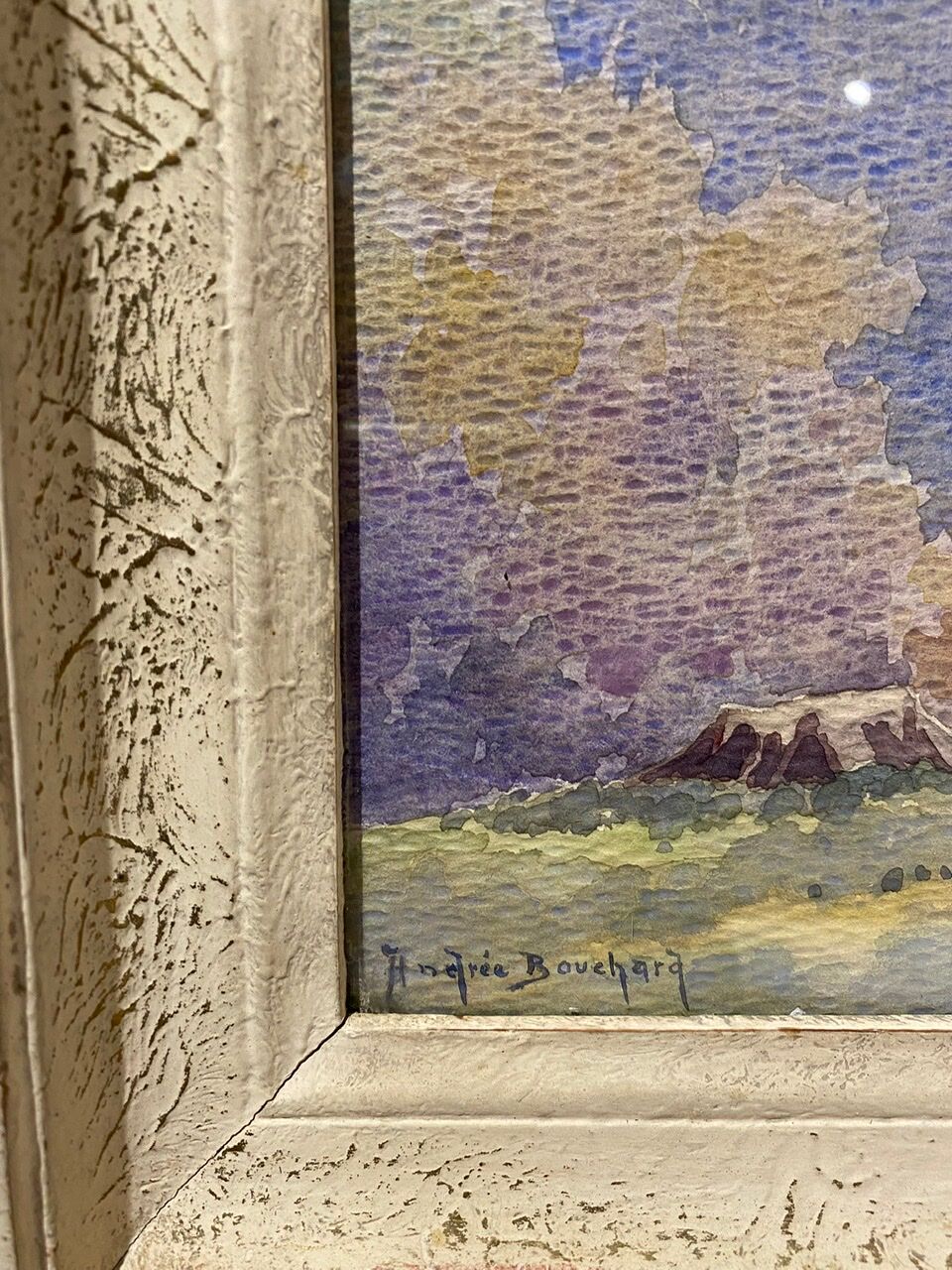 Tableau ancien , paysage dans la nature, signé Andrée Bouchard ( 1903-2002)