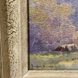 Old painting, landscape in nature, signed Andrée Bouchard (1903-2002)