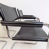 Set de 4 chaises en cuir en porte-à-faux, Matteo Grassi MG5