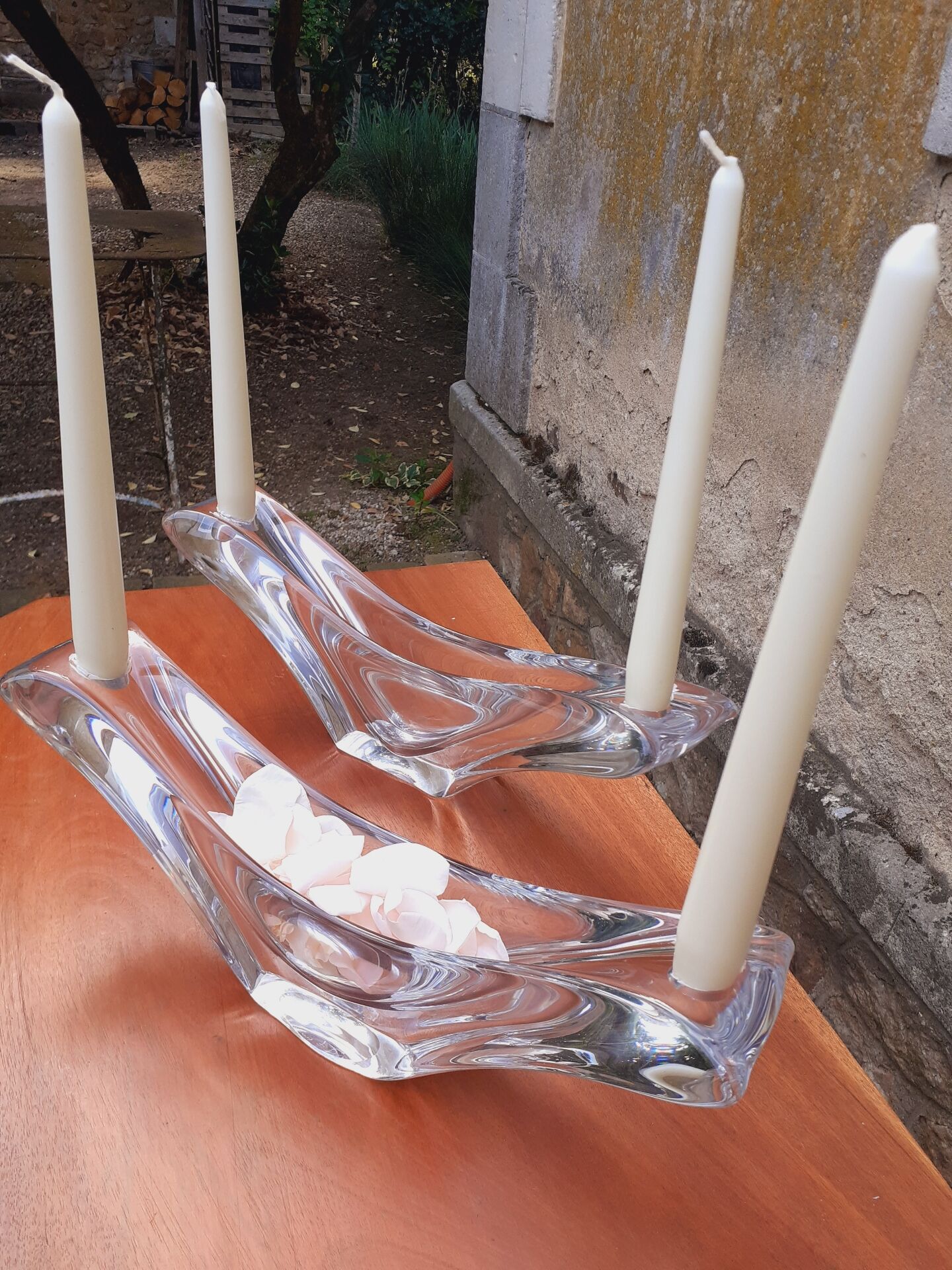 Paire de coupes/ Bougeoirs cristal de Daum