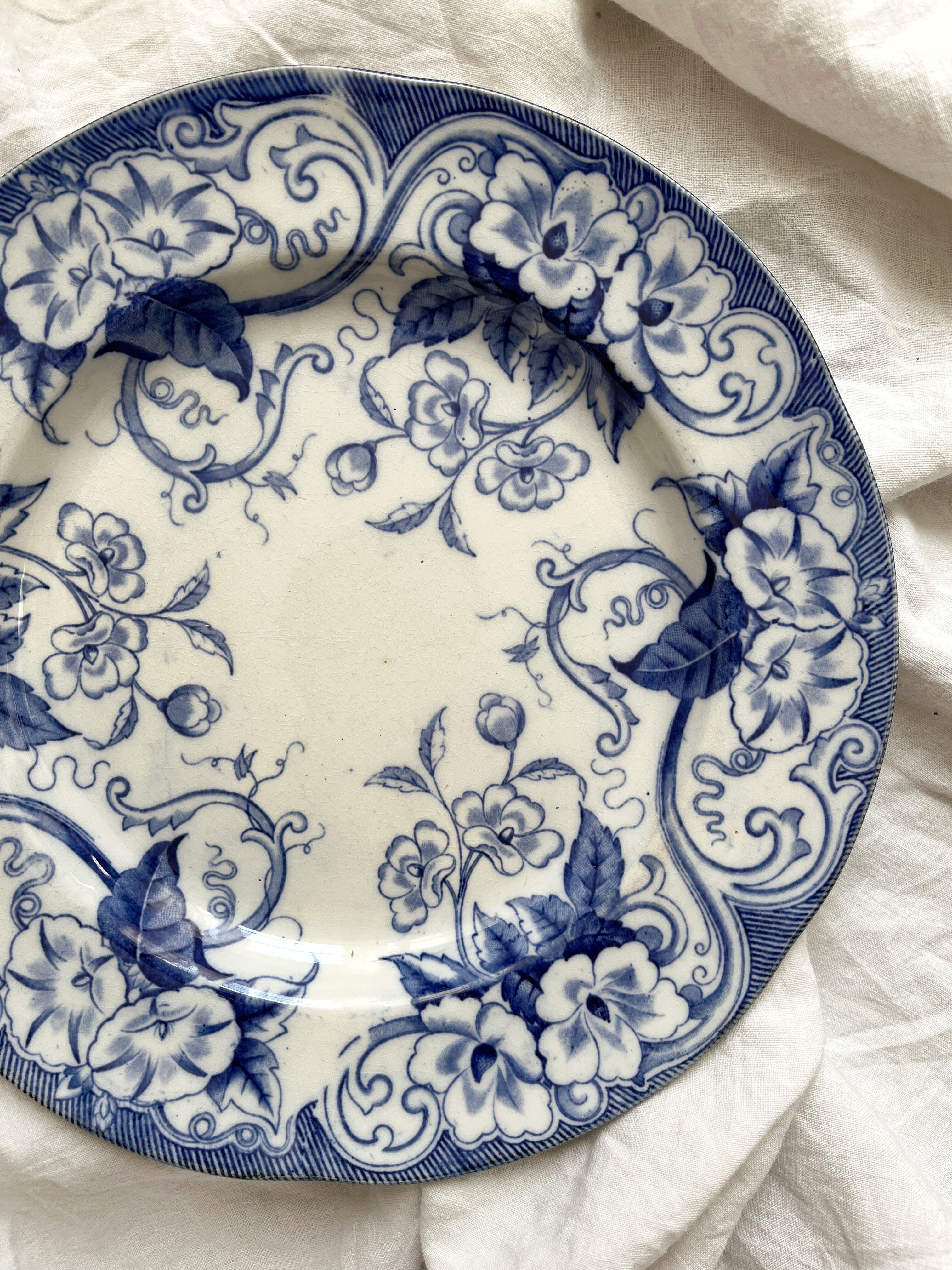 Round ironstone dish Flora Creil and Montereau late 19th century