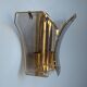 Wall lamp two fires in brass and curved glass from the 80s