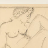 Sitting female nude, charocal drawing on paper, 62 x 62 cm