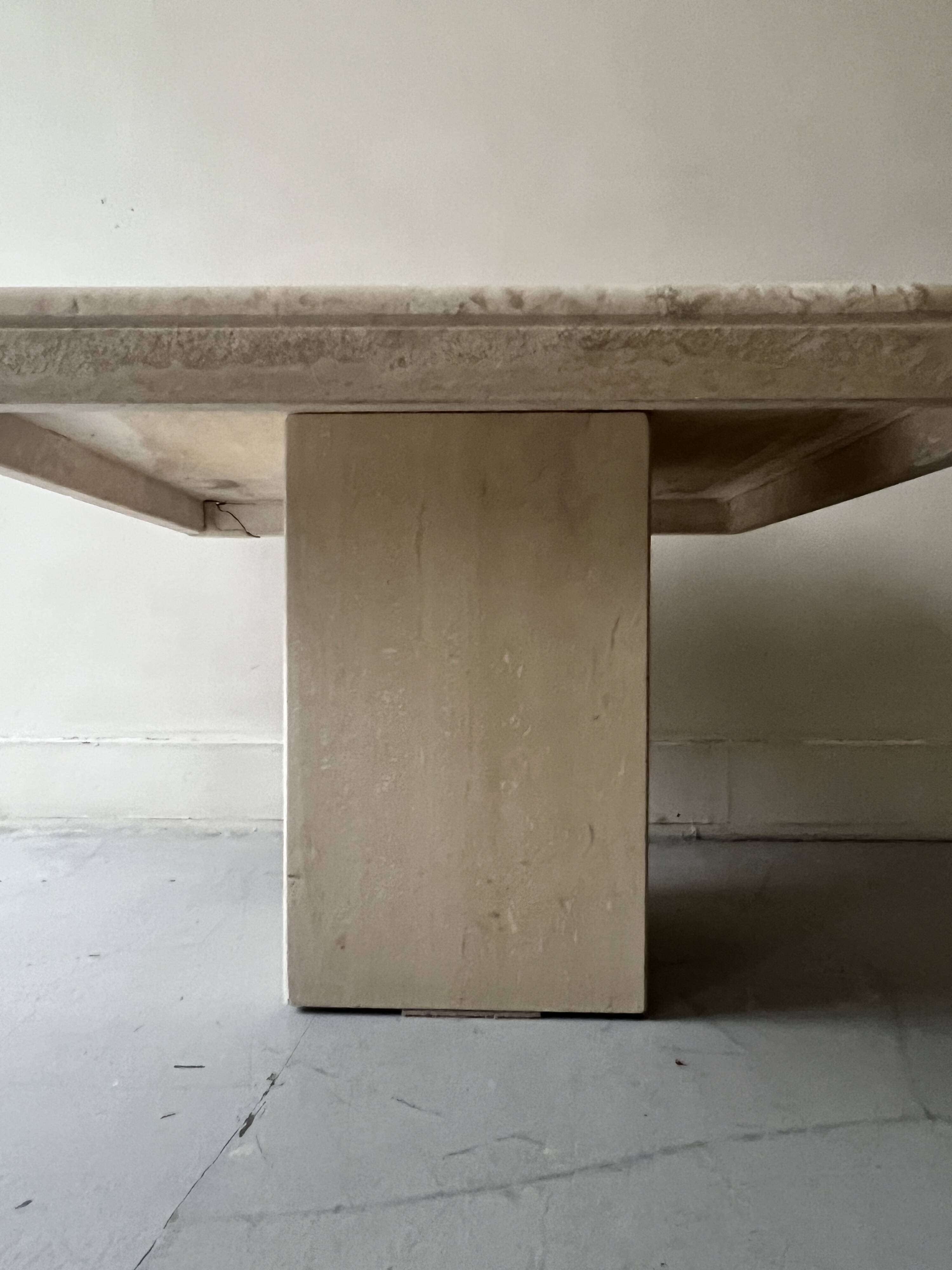 Square travertine coffee table, Italy 1970