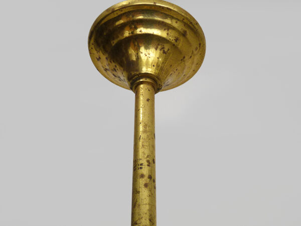 Suspension globe jaune granité, liseré doré abat jour ancien art déco. Année 50