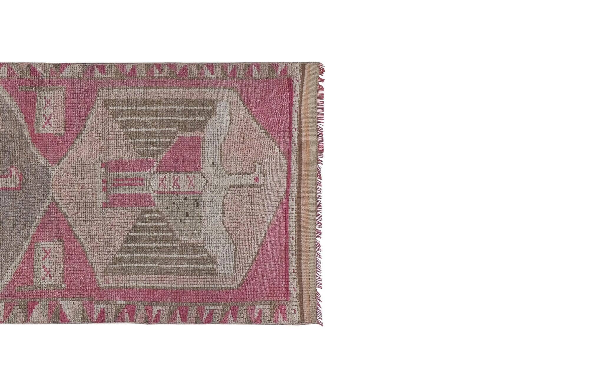 Vintage Turkish hallway rug 103x351 cm