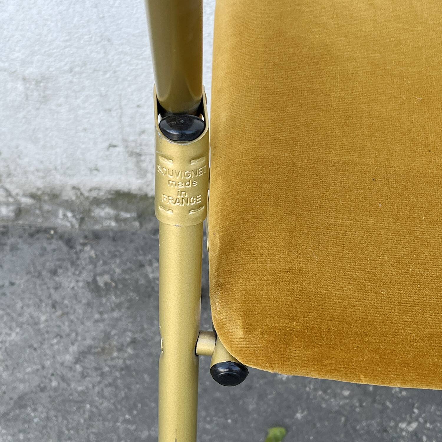 Set of 4 folding velvet chairs, Souvignet brand