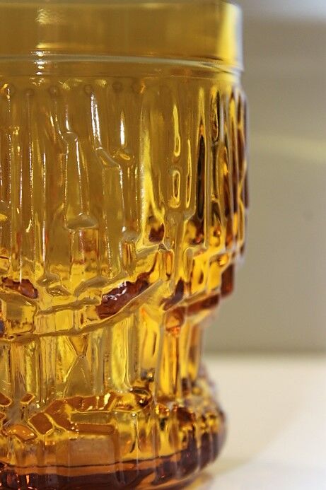 Service amber glasses and Bormioli decanter