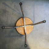 Round stool in blue formica