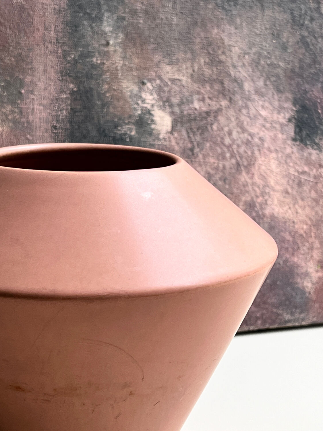 Sculptural vase in matte nude ceramic, Asa design 1980.