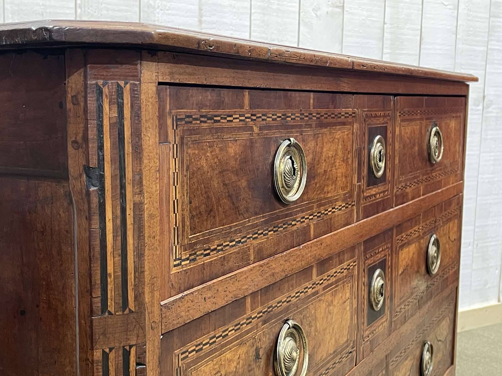 Louis XVI period chest of drawers in walnut, oak and fir, 18th century