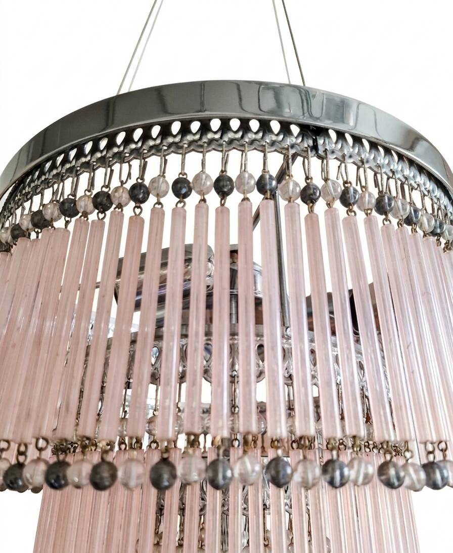 Lampadario a cannucce in vetro di Murano soffiate e fatte a mano