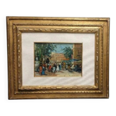 Francesco Di Marino Napoli 1892/1954 Huile Sur Toile Scène Marché
