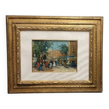 Francesco Di Marino Napoli 1892/1954 Oil on Canvas Market Scene