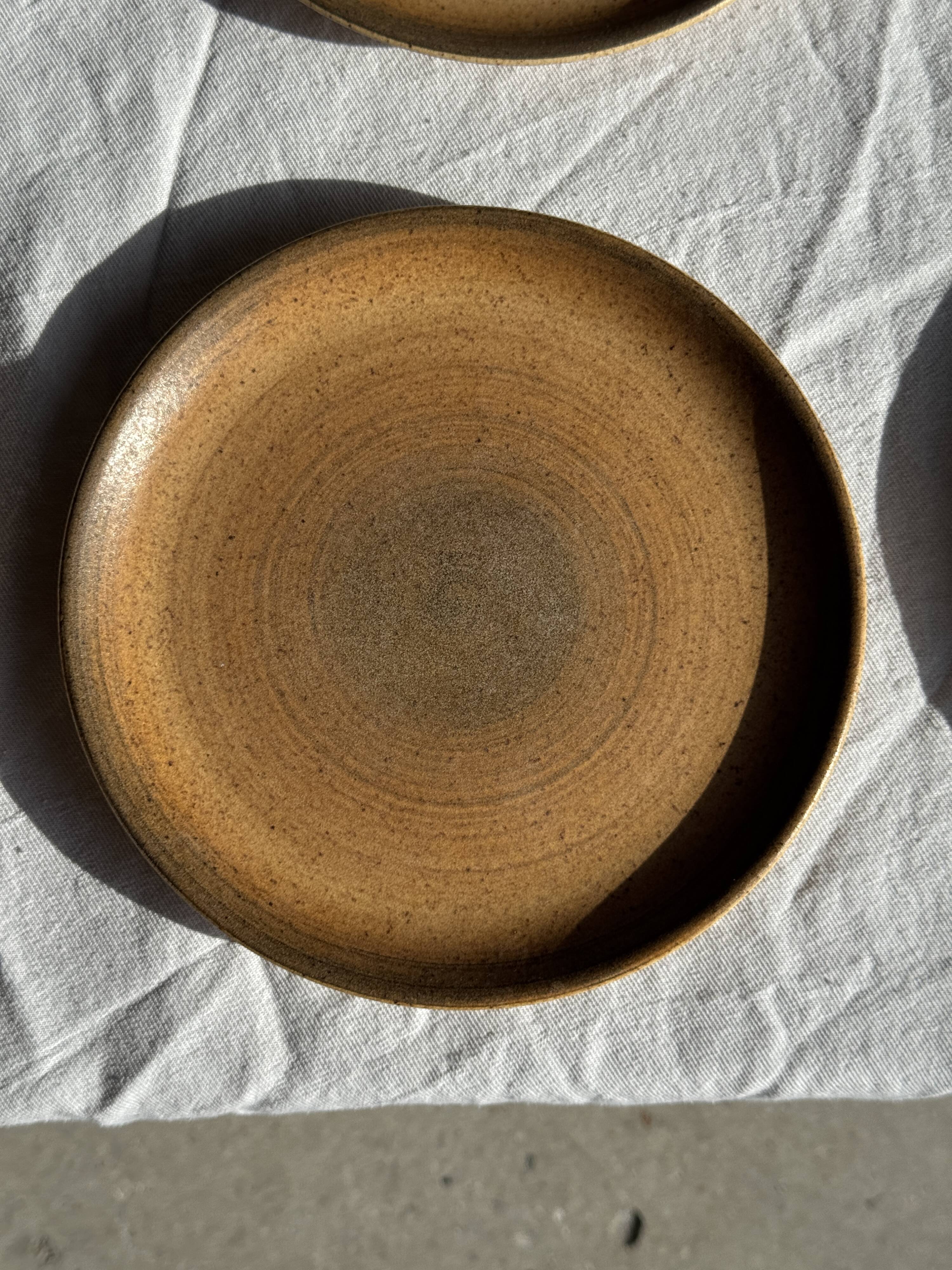 Set of 8 dark orange stoneware dessert plates Longchamp D19.5